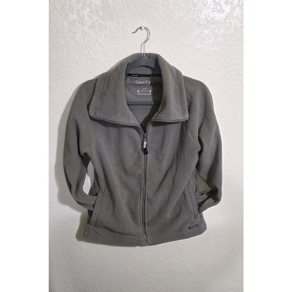 Calvin Klein Performance Funnel Neck Zip Up Fleece Sweater Jacket Womens Small